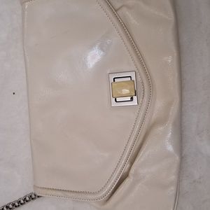 Badgley Mischka Leather Crossbody Clutch Handbag, chain strap